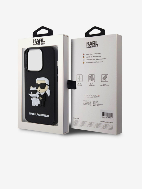 Karl Lagerfeld Karl Lagerfeld 3D Rubber Karl and Choupette Cover Posteriore per iPhone 13 Pro Nero