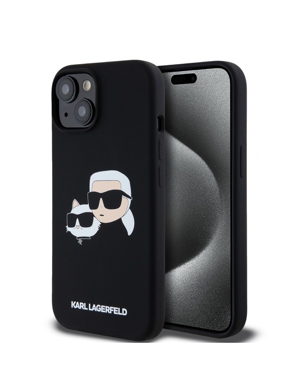 Karl Lagerfeld Liquid Silicone Double Heads Magsafe Cover Posteriore per iPhone 15 Nero Karl Lagerfeld