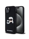 Karl Lagerfeld Liquid Silicone Double Heads Magsafe Cover Posteriore per iPhone 15 Nero Karl Lagerfeld