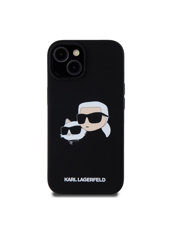 Karl Lagerfeld Liquid Silicone Double Heads Magsafe Cover Posteriore per iPhone 15 Nero Karl Lagerfeld