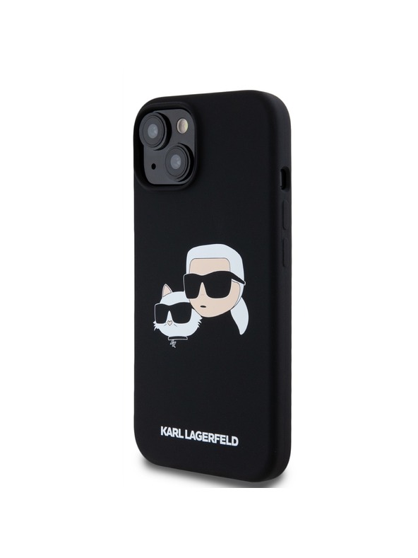 Karl Lagerfeld Liquid Silicone Double Heads Magsafe Cover Posteriore per iPhone 15 Nero Karl Lagerfeld