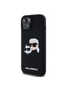 Karl Lagerfeld Liquid Silicone Double Heads Magsafe Cover Posteriore per iPhone 15 Nero Karl Lagerfeld