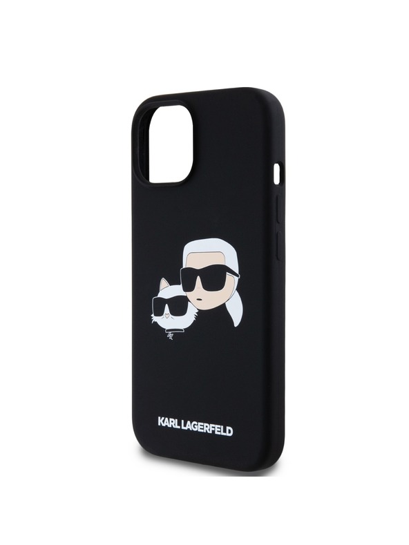 Karl Lagerfeld Liquid Silicone Double Heads Magsafe Cover Posteriore per iPhone 15 Nero Karl Lagerfeld