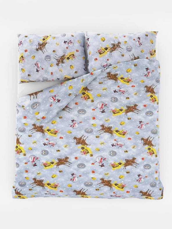 Kvalitex Biancheria da letto natalizia 140x220, 70x90cm SNOWFLIES grigio