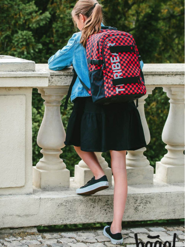 BAAGL  Zaino scuola rosso skate teribear Baagl