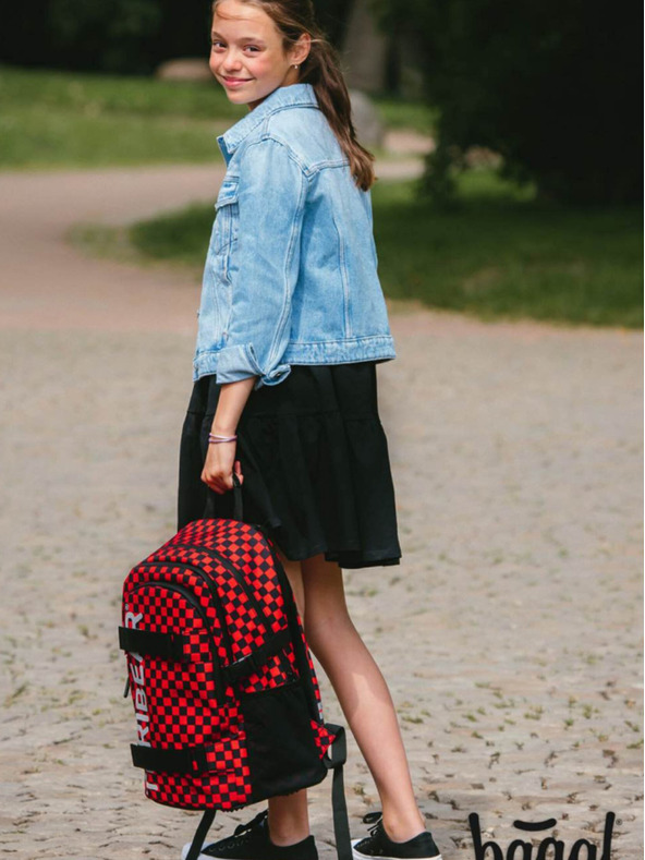 BAAGL  Zaino scuola rosso skate teribear Baagl