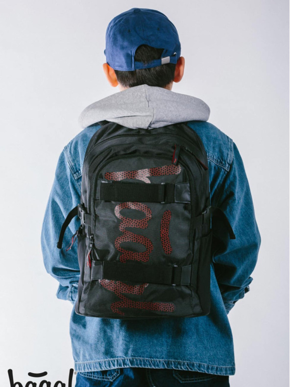 BAAGL  Set scuola nero - zaino, astuccio, borsa Baagl Skate Red