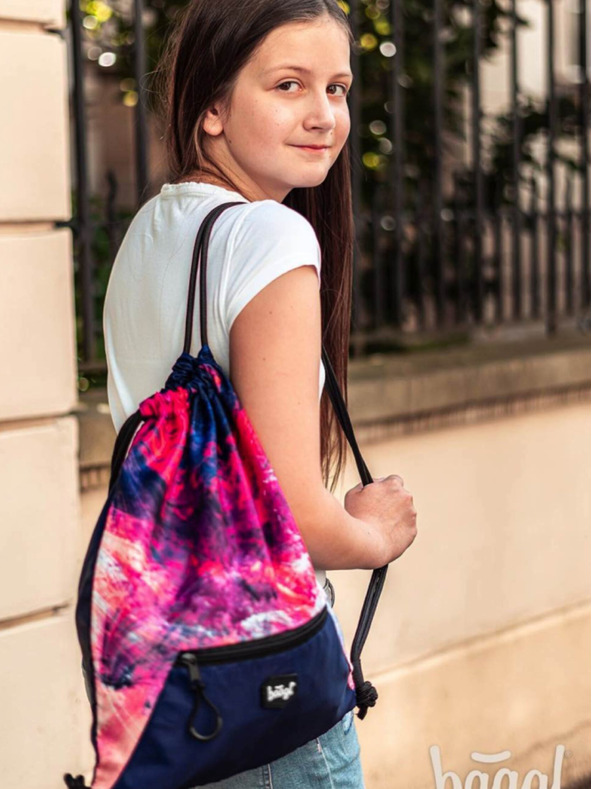 BAAGL  Rosa 3 set astratto: zaino, astuccio, borsa Baagl
