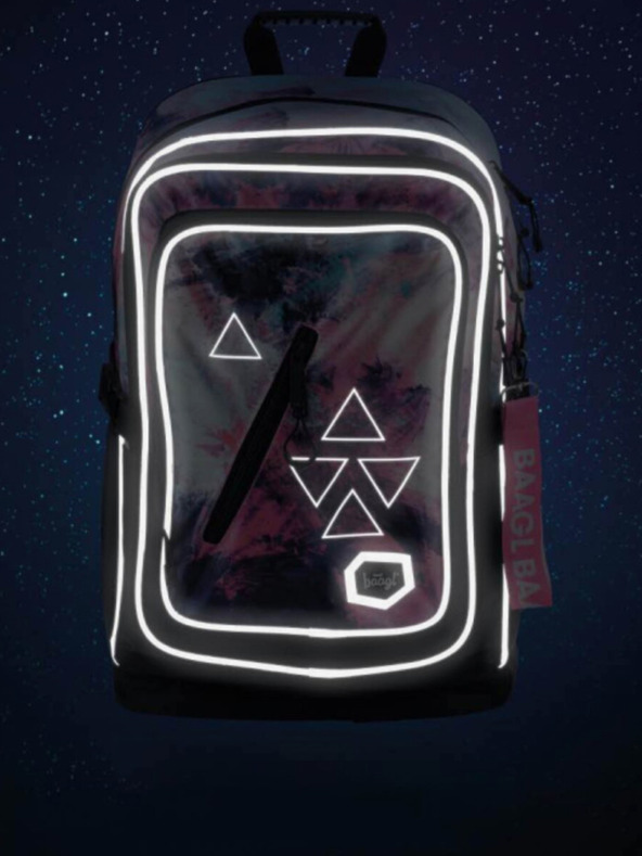 BAAGL  Rosa 3 set astratto: zaino, astuccio, borsa Baagl