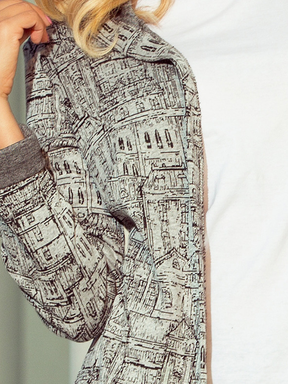 numoco Cappotto donna grigio fantasia con cappuccio e tasche Numoco