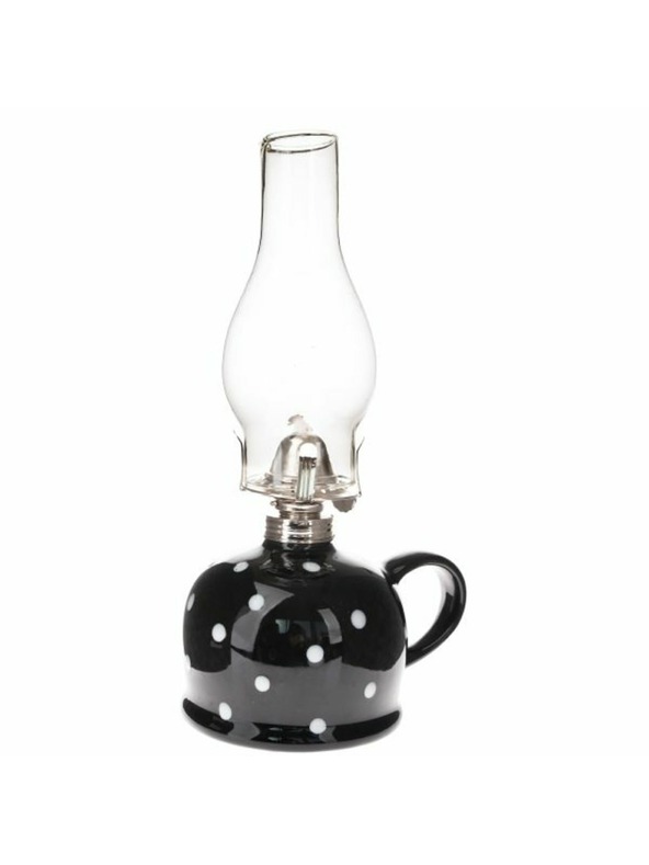 Casa de Engel Lampada a cherosene in ceramica, nera con puntini, 0/9