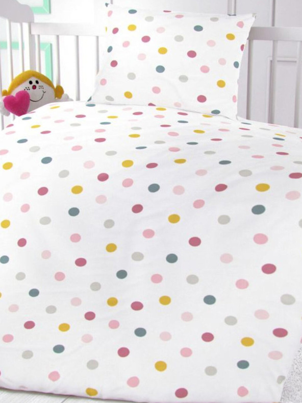 Kvalitex Biancheria da letto in cotone per culla Palline su bianco Qualitex