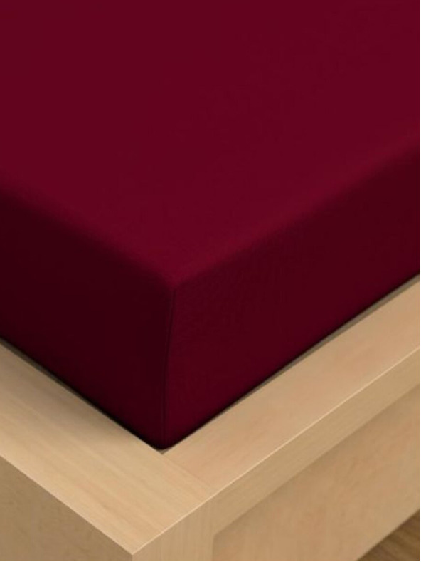 Kvalitex Lenzuolo jersey con lycra 90x200cm bordeaux Kvalitex