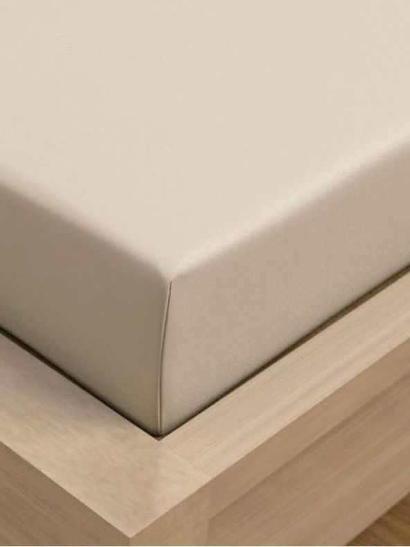 Kvalitex Lenzuolo jersey con lycra per letto singolo 90x200cm beige chiaro Kvalitex