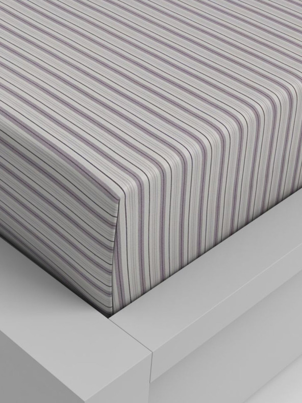 Kvalitex Lenzuolo con angoli in cotone 100x200cm a righe viola Kvalitex