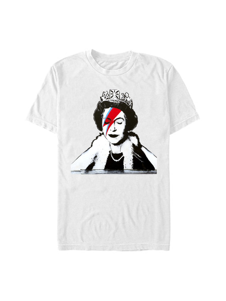 ZOOT.Fan Maglietta bianca Banksy (brandizzata) Bansky Queen Ziggy