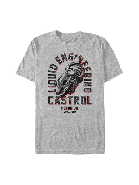 ZOOT.Fan Maglietta screziata grigia Castrol Retro Motorbike