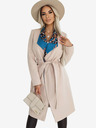 numoco Cappotto da donna beige con inserto colorato sul collo Numoco