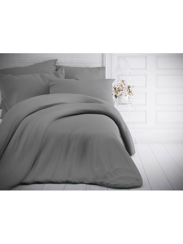 Kvalitex Solid Cotton Bedding Set 140x200, 70x90cm light gray Kvalitex