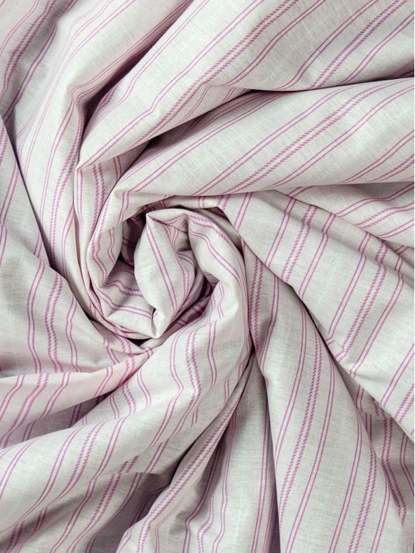 Kvalitex Lenzuolo di cotone con elastico 120x200cm a righe rosa Kvalitex