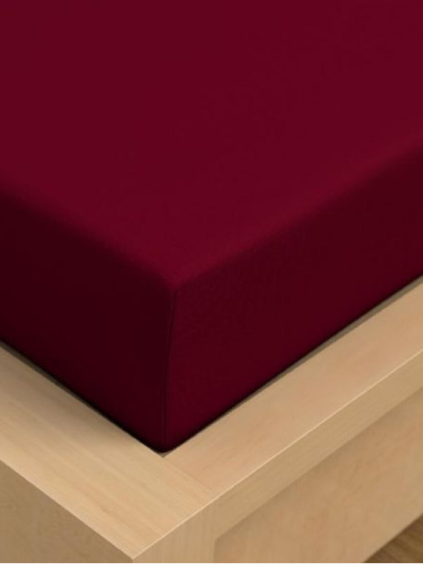 Kvalitex Lenzuolo Jersey con lycra 160x200cm bordeaux Kvalitex