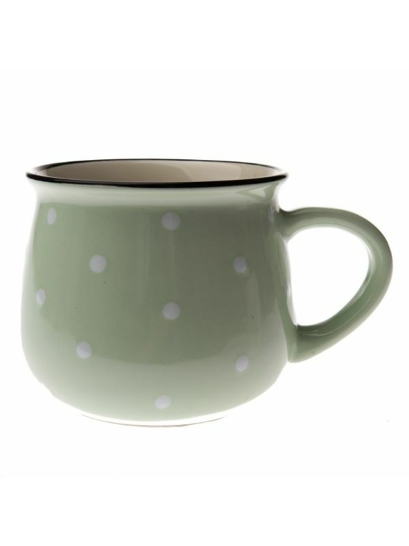 Casa de Engel Tazza in ceramica - verde chiaro a pois, 770ml, 6/24