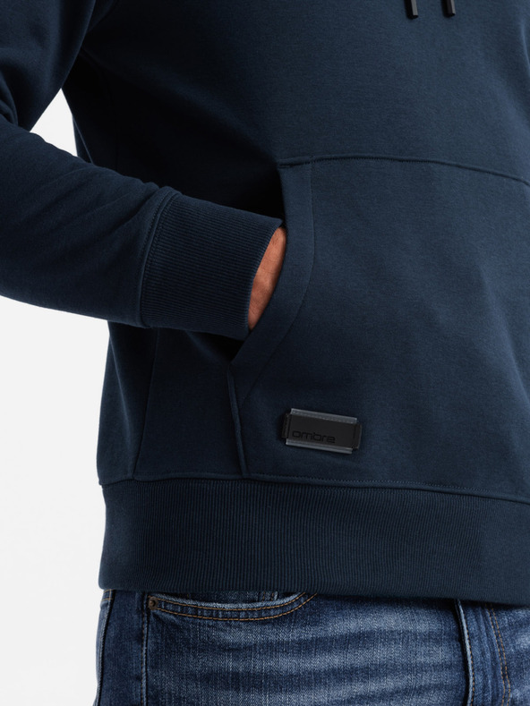 Ombre Clothing Felpa con cappuccio in cotone da uomo BASIC con tasca a marsupio Ombre Clothing