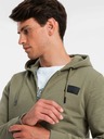 Ombre Clothing Felpa da uomo con cappuccio e patch - oliva V4 OM-SSZP-0140 Ombre Clothing