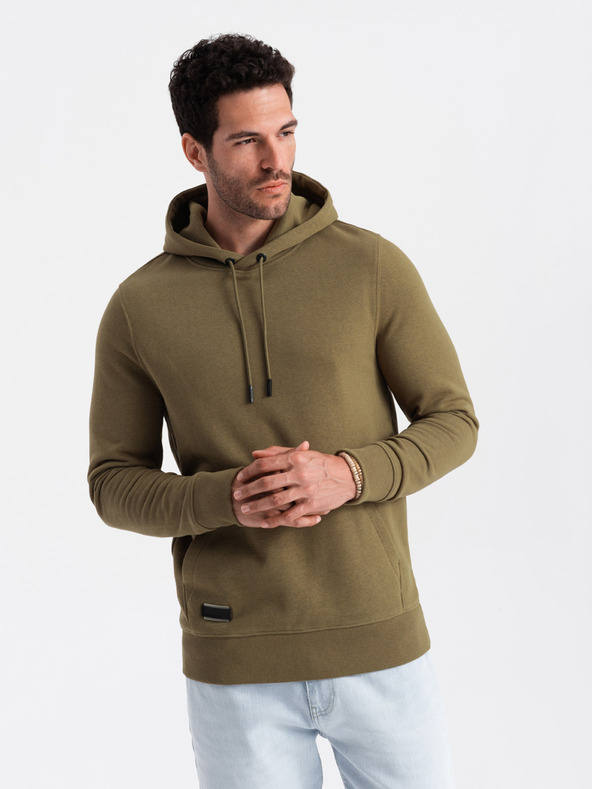 Ombre Clothing Felpa con cappuccio in cotone da uomo BASIC con tasca a marsupio Ombre Clothing