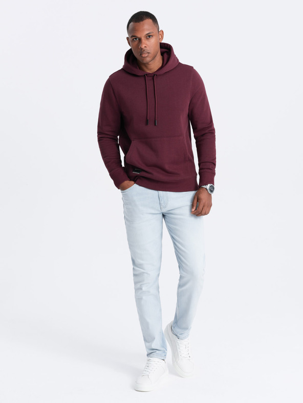 Ombre Clothing Felpa con cappuccio in cotone da uomo BASIC con tasca a marsupio Ombre Clothing