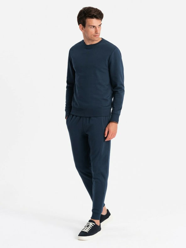Ombre Clothing Felpa uomo BASIC in cotone blu scuro Ombre Clothing