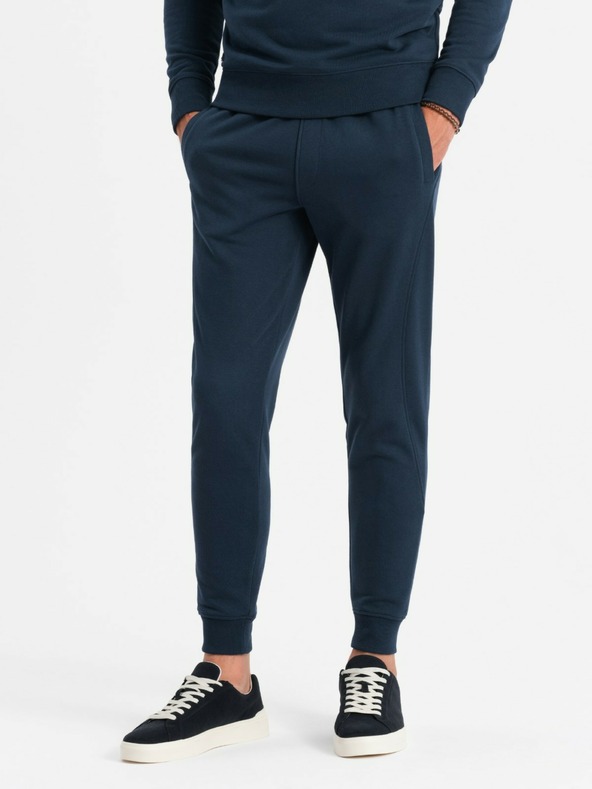 Ombre Clothing Felpa uomo BASIC in cotone blu scuro Ombre Clothing