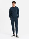 Ombre Clothing Felpa uomo BASIC in cotone blu scuro Ombre Clothing