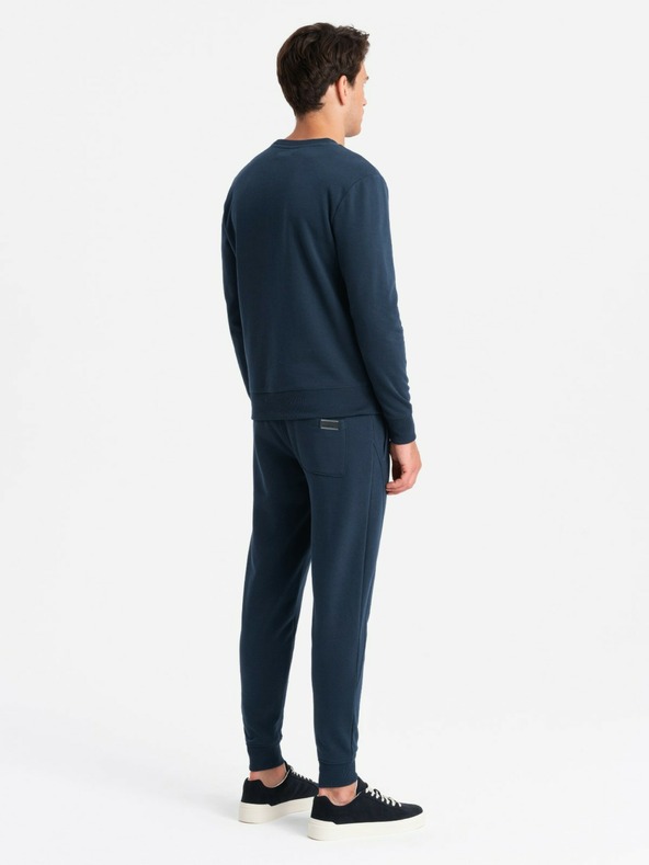 Ombre Clothing Felpa uomo BASIC in cotone blu scuro Ombre Clothing