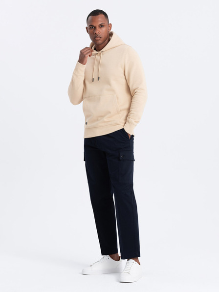 Ombre Clothing Felpa con cappuccio in cotone da uomo BASIC con tasca a marsupio Ombre Clothing