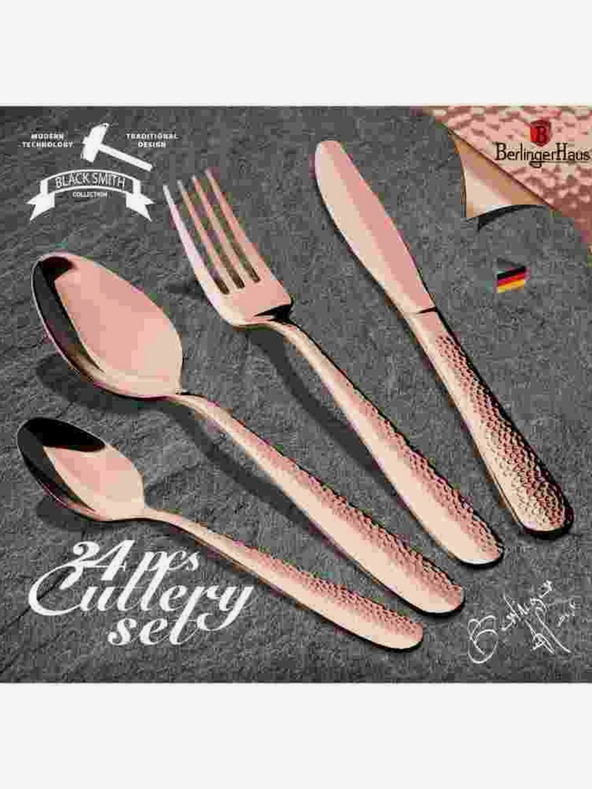 Berlingerhaus Set di posate 24 pezzi in acciaio inox Rosegold Metallic Line II BERLINGERHAUS