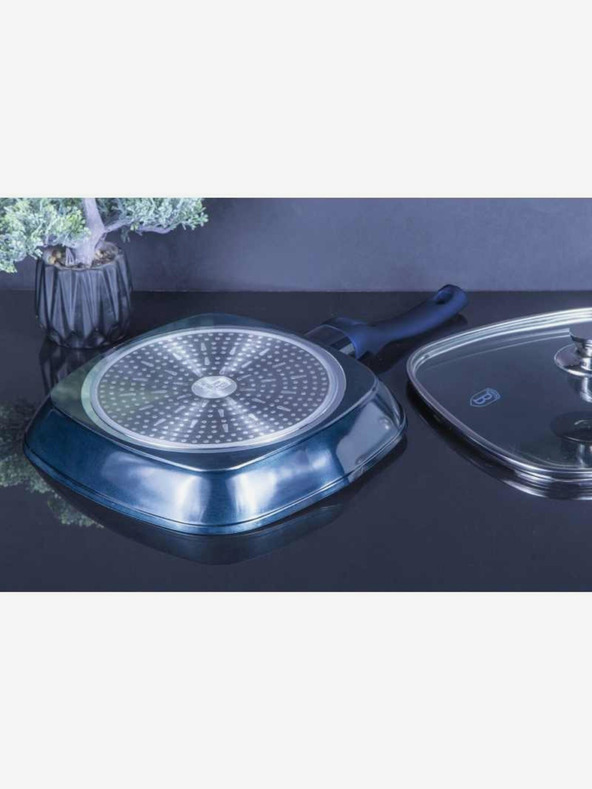 Berlingerhaus Padella per grigliare con superficie in marmo e coperchio 28 cm BERLINGERHAUS Linea Metallic Aquamarine Edition