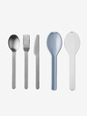 Mepal Set di posate da viaggio in acciaio inox in argento e azzurro Ellipse