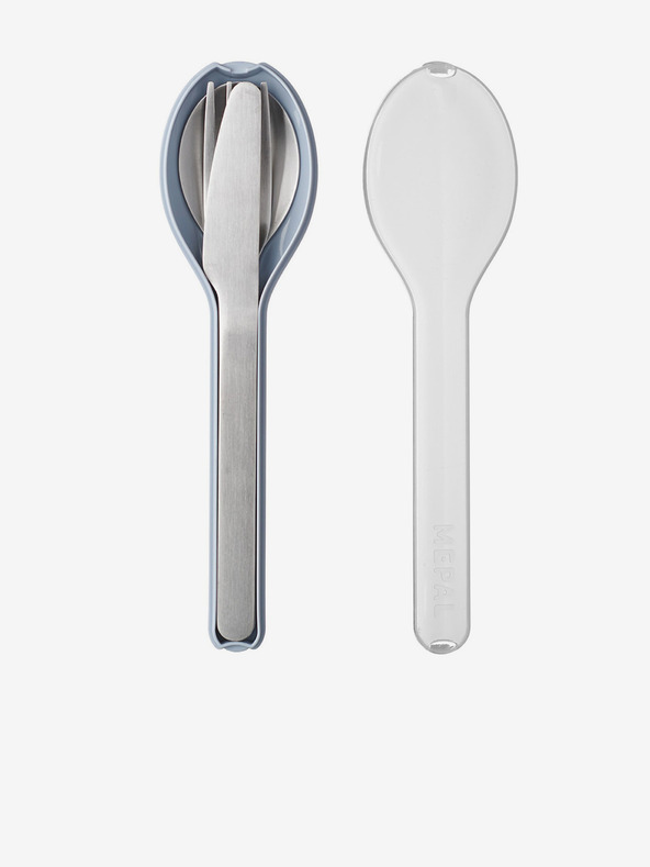 Mepal Set di posate da viaggio in acciaio inox in argento e azzurro Ellipse