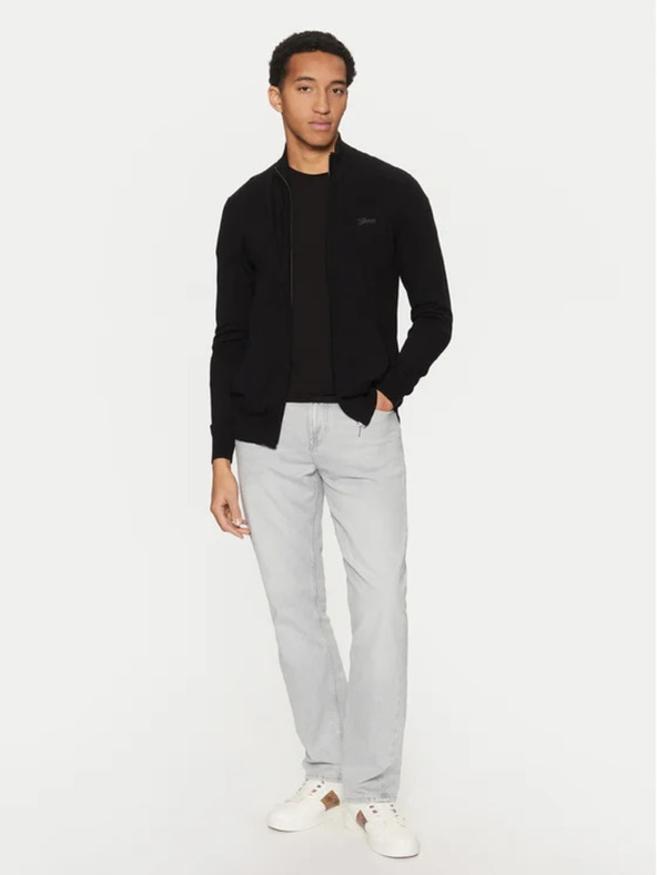 Guess Jeans Cardigan nero da uomo con logo ricamato Guess jeans