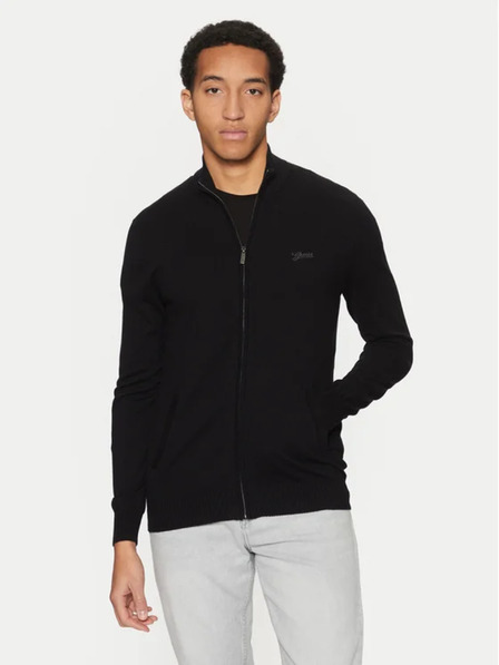 Guess Jeans Cardigan nero da uomo con logo ricamato Guess jeans