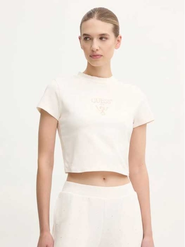 Guess Jeans Maglietta crop bianca Colette da donna Guess jeans