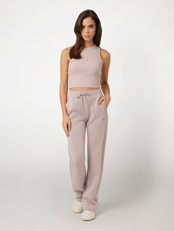 Guess Jeans Canotta crop rosa da donna in maglia a coste Guess jeans