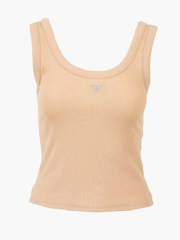 Guess Jeans Canotta beige da donna con logo small triangle Guess jeans