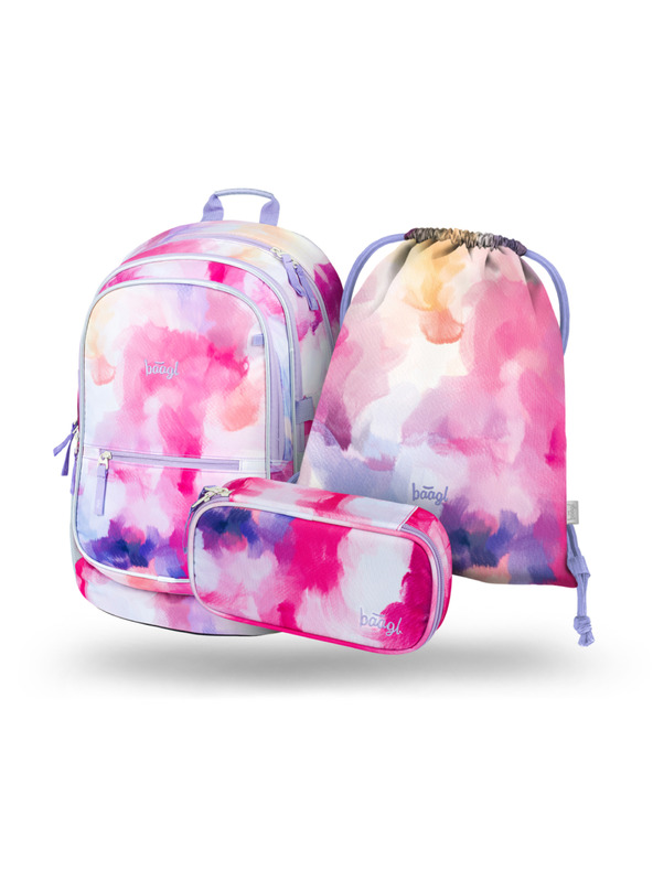 BAAGL  Set scuola rosa - zaino, astuccio, borsa Baagl Core Painting