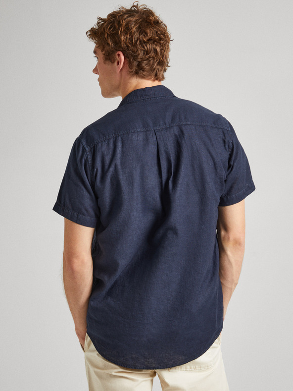 Pepe Jeans Camicia di lino a maniche corte Pepe Jeans blu scuro da uomo
