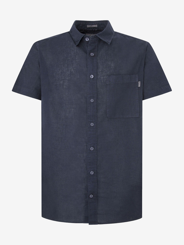 Pepe Jeans Camicia di lino a maniche corte Pepe Jeans blu scuro da uomo