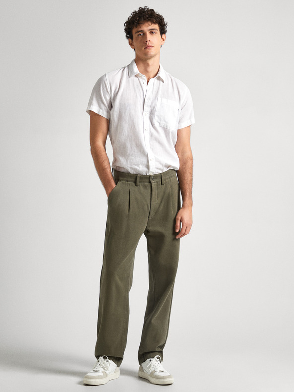 Pepe Jeans Camicia di lino a maniche corte bianca da uomo Pepe Jeans