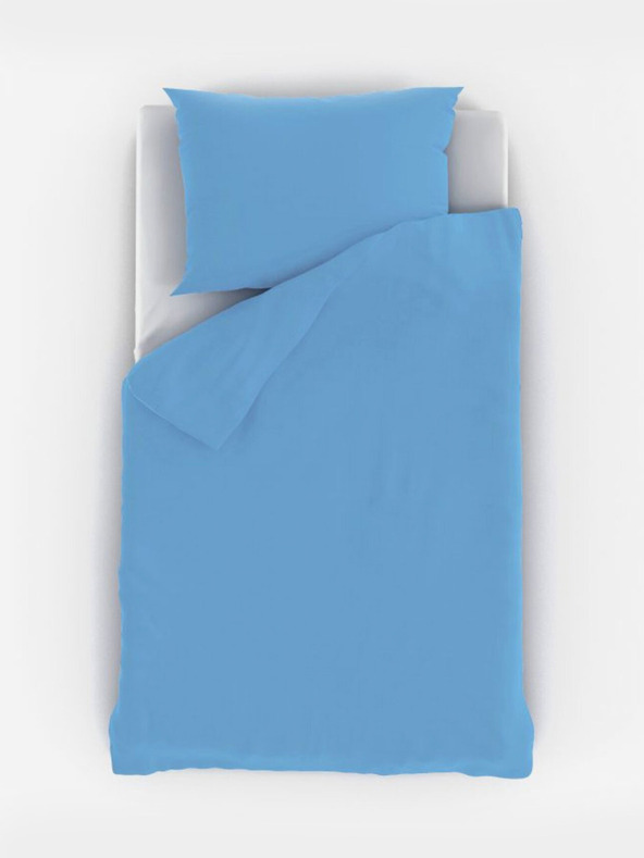 Kvalitex Biancheria da lettino in cotone tinta unita 140x200, 70x90cm blu