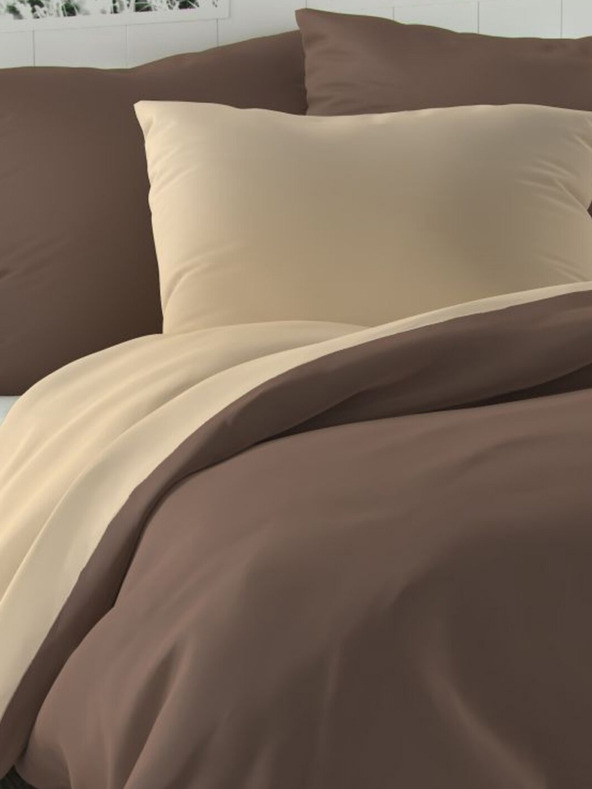 Kvalitex Lenzuolo matrimoniale in raso LUXURY COLLECTION 140x220, 70x90cm marrone scuro/beige